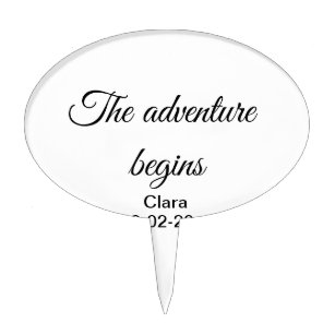 The adventure begins add name date year place cake topper