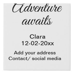 The adventure begins add name date year place faux canvas print
