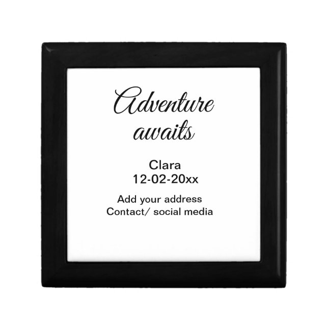The adventure begins add name date year place gift box (Front)