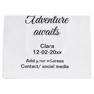 The adventure begins add name date year place large gift bag