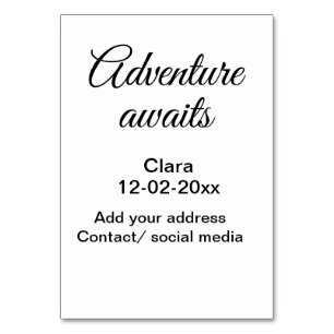 The adventure begins add name date year place table number