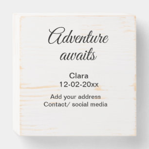 The adventure begins add name date year place wooden box sign