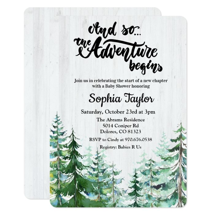 the adventure begins baby shower invitations