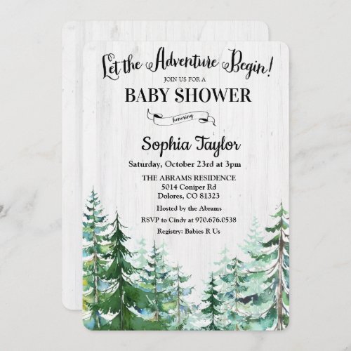 The Adventure Begins Baby Shower Invitation