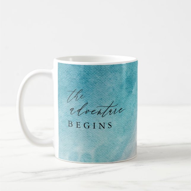 The Adventure Begins Beach Wedding Favors Coffee Mug (Left)