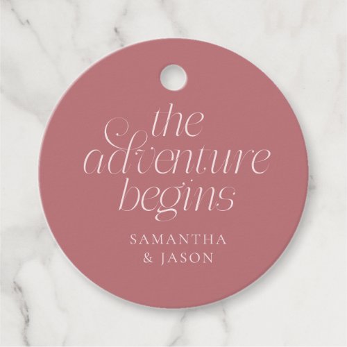 The Adventure Begins Blush Pink Wedding Favor Tags