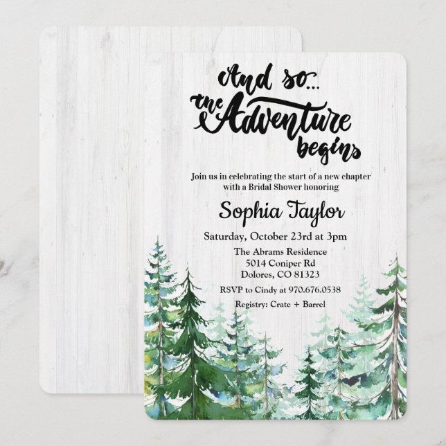 The Adventure Begins Bridal Shower Invitation (Front/Back)