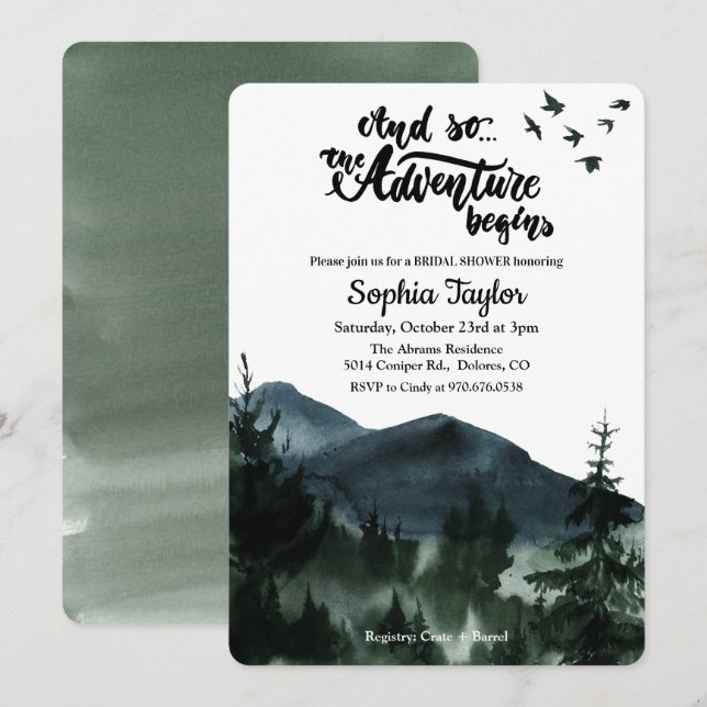 The Adventure Begins Bridal Shower Invitation (Front/Back)