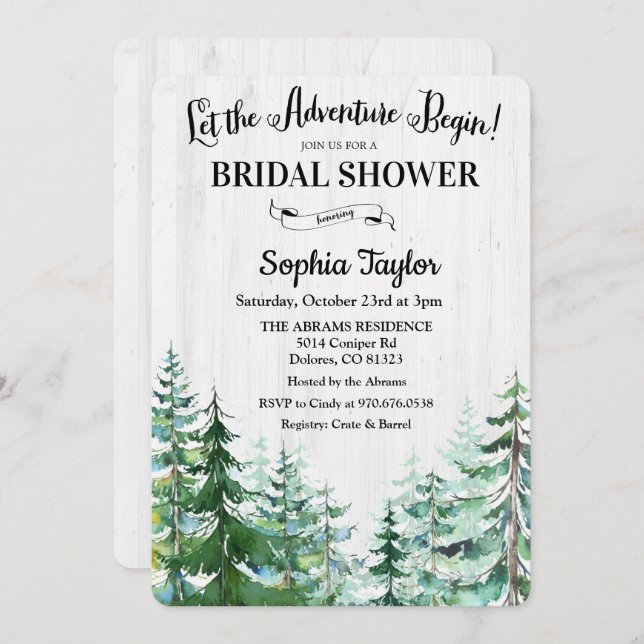 The Adventure Begins Bridal Shower Invitation (Front/Back)