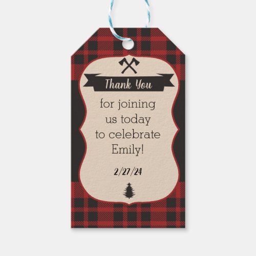 The Adventure Begins  Buffalo Plaid Baby Shower Gift Tags