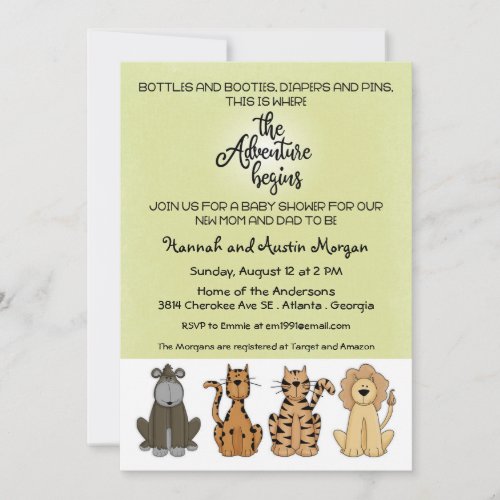 The Adventure Begins Couples Baby Shower Invitation