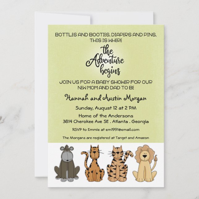 The Adventure Begins Couples Baby Shower Invitation (Front)
