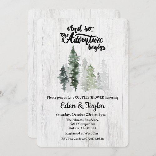 The Adventure Begins Couples Shower Invitation