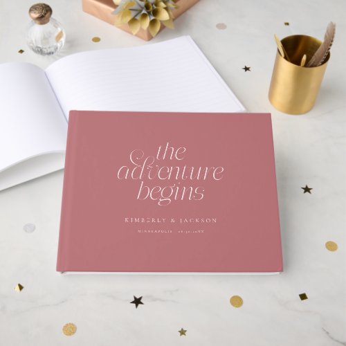 The Adventure Begins Dusty Pink Wedding Guest Book