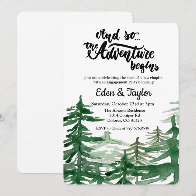 The Adventure Begins Engagement Party Invitation (Front/Back)