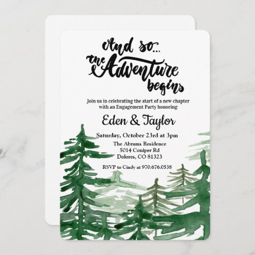 The Adventure Begins Engagement Party Invitation