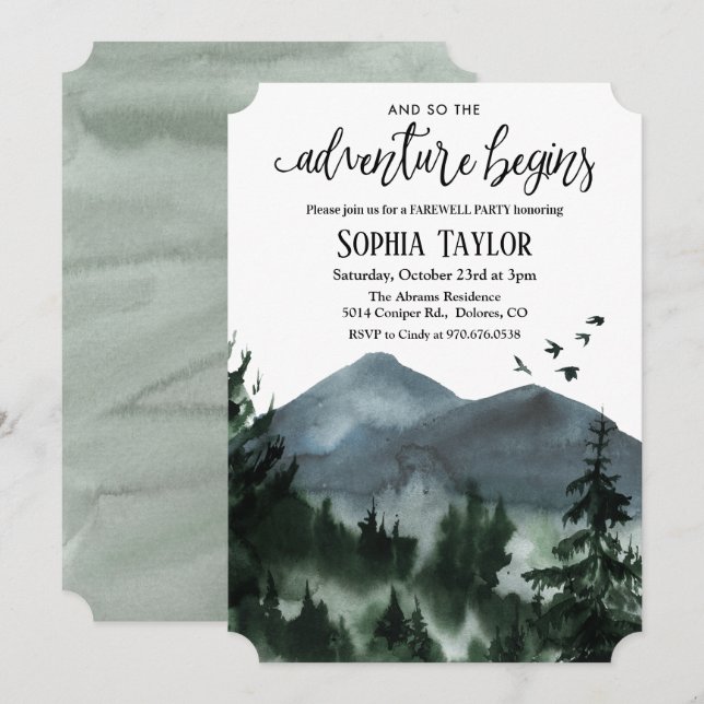 The Adventure Begins Farewell Party Invitation (Front/Back)
