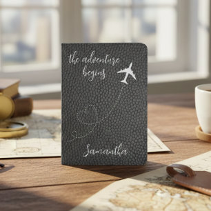 The Adventure Begins Faux Leather Passport Holder