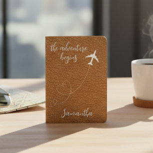 The Adventure Begins Faux Leather Passport Holder