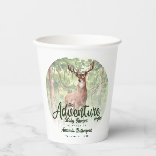 The Adventure Begins Forest Deer Baby Shower Paper Cups