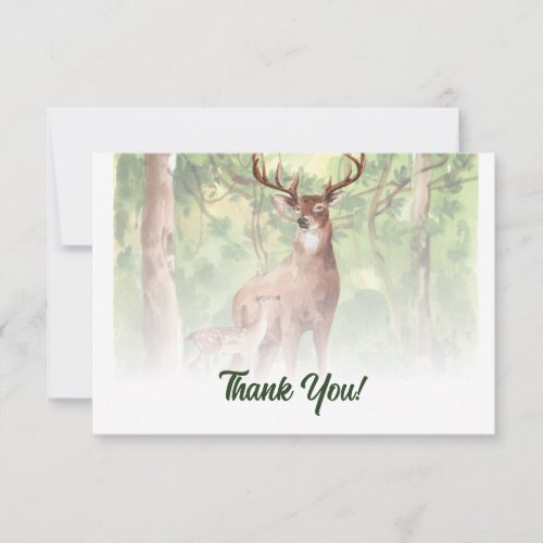 The Adventure Begins Forest Deer Baby Shower Thank You Card