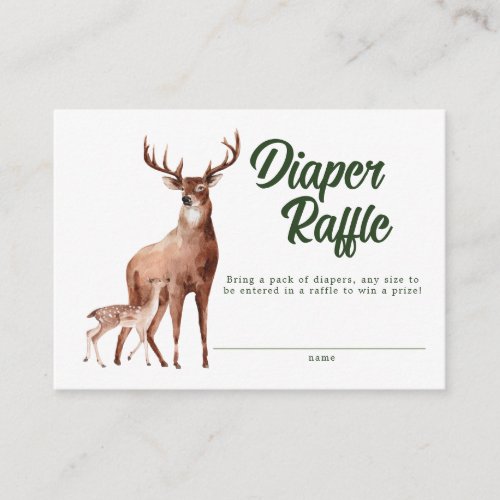 The Adventure Begins Forest Deer Diaper Raffle Enclosure Card
