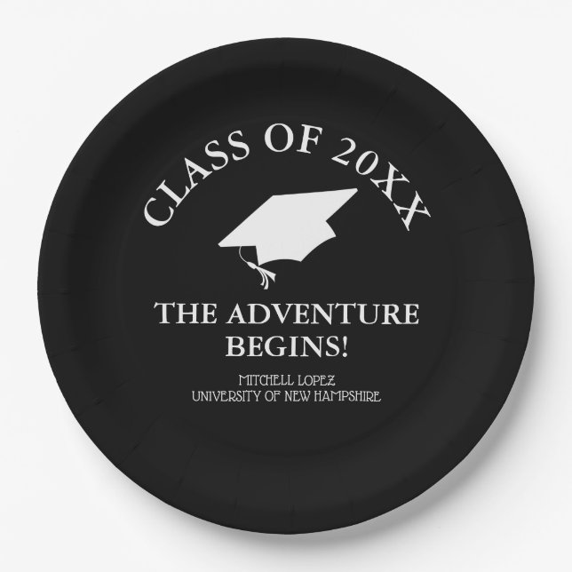 The Adventure Begins Graduation Paper Plates (Front)