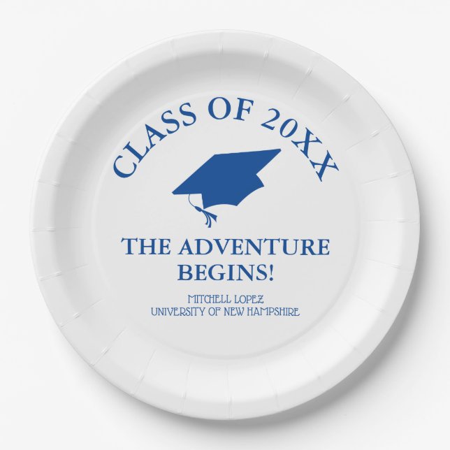 The Adventure Begins Graduation Paper Plates (Front)