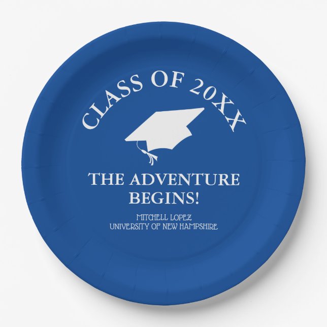 The Adventure Begins Graduation Paper Plates (Front)