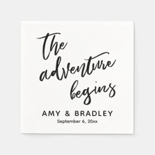 The Adventure Begins Handwriting Typography Napkins