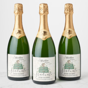 The Adventure Begins Journey Graduation Favor Sparkling Wine Label