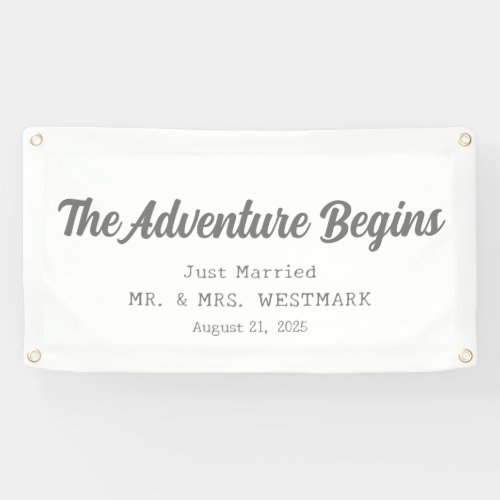 The Adventure Begins Just Married Car Banner