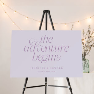 The Adventure Begins Lilac Wedding Welcome Sign