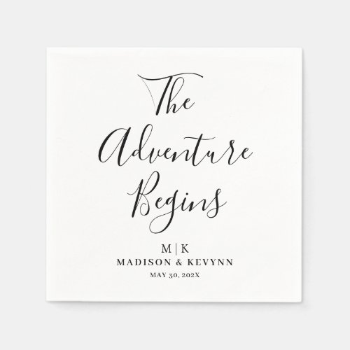 The Adventure Begins Minimal   Wedding Napkins