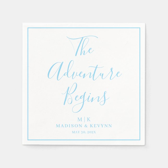 The Adventure Begins Minimal  | Wedding Napkins (Front)