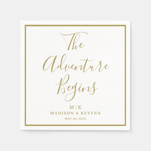 The Adventure Begins Minimal   Wedding Napkins