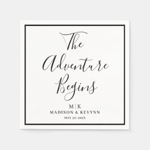 The Adventure Begins Minimal    Wedding Napkins