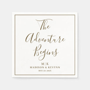 The Adventure Begins Minimal Wedding Napkins