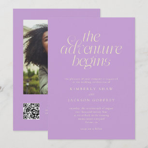 The Adventure Begins Minimal Wisteria Wedding Invitation