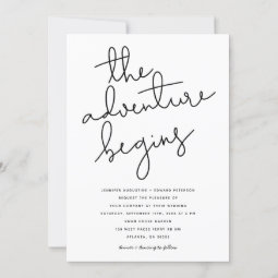 the adventure begins modern wedding invitation | Zazzle