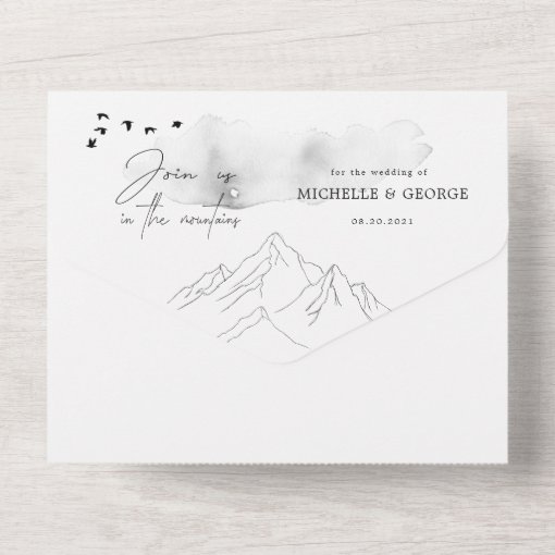 The Adventure Begins Mountain Wedding All In One Invitation | Zazzle