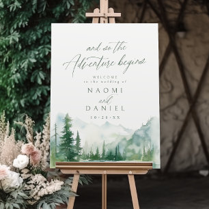 The Adventure Begins Mountain Wedding Welcome Sign