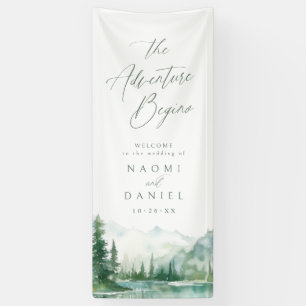 The Adventure Begins Mountain Wedding Welcome Sign
