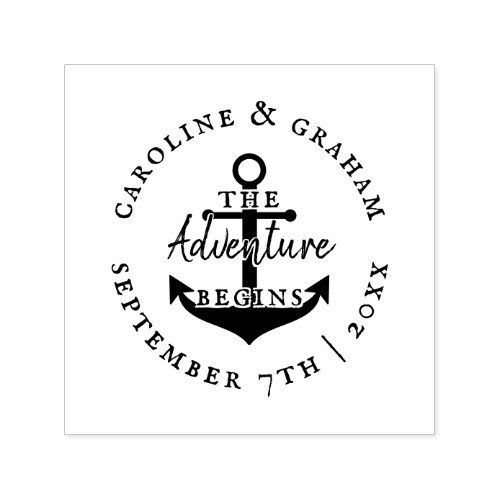 The Adventure Begins  Nautical Save The Date Self_inking Stamp