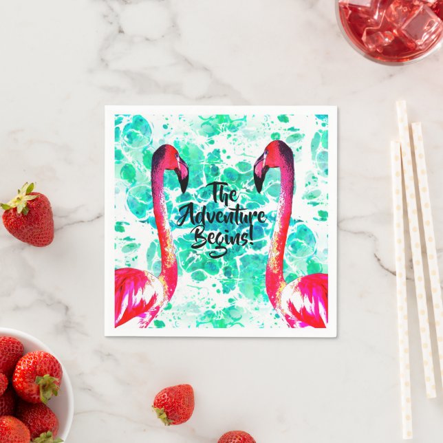 The Adventure Begins, Pink Flamingos   Napkins (Insitu)