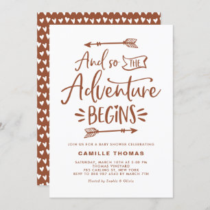 The Adventure Begins Quote Terracotta Baby Shower Invitation