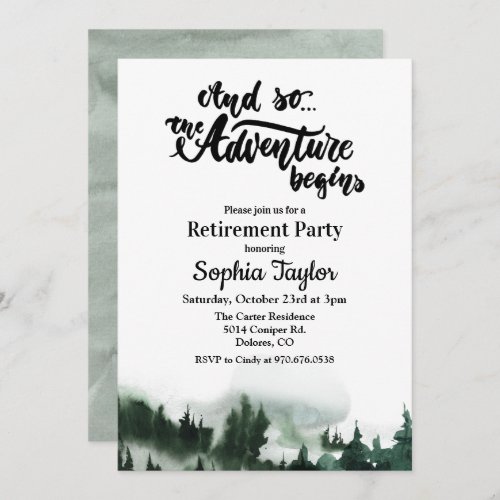 The Adventure Begins Retirement Invitation