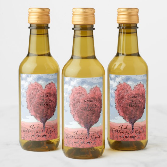 The Adventure Begins Romantic Wedding Mini Wine Label (Bottles)