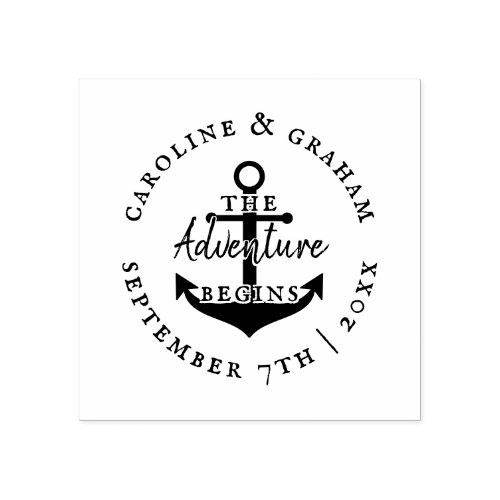The Adventure Begins  Rustic Anchor Save The Date Rubber Stamp