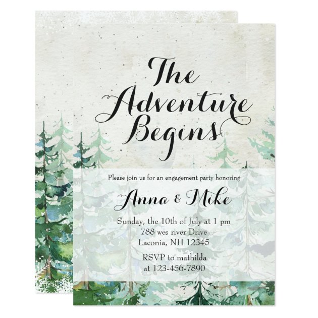 The Adventure Begins Rustic Engagement Party Invitation